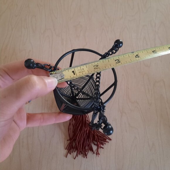 19th Century Ornate Tealight Hanging Lanterns - Wrought Iron, Set of 2 - Picture 11 of 12